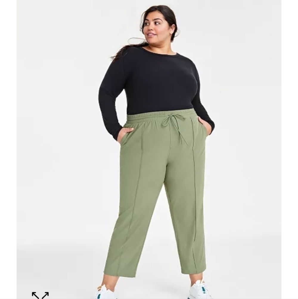 On 34th Plus Size Drawstring Commuter Pants Olivine 3X